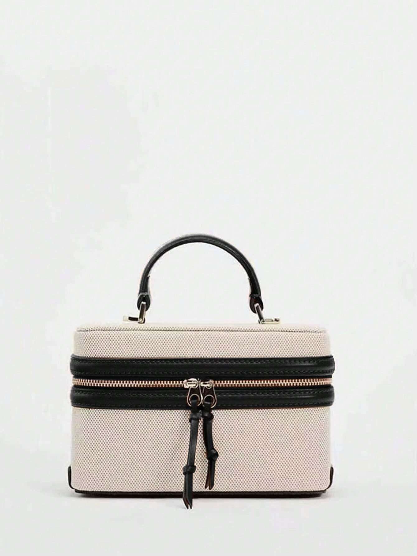 Fashionable Hard-Sided Blue Square Handbag, With Dual Shoulder Straps