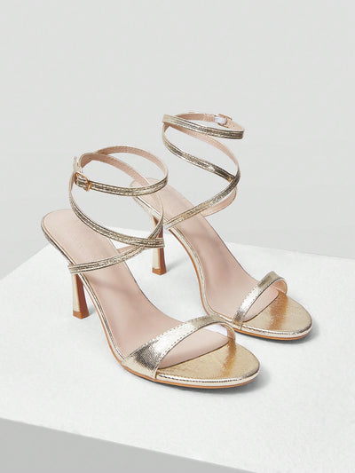MOTF PREMIUM WOMEN'S MINIMALIST ROUND TOE STRAPPY HIGH HEEL SANDALS