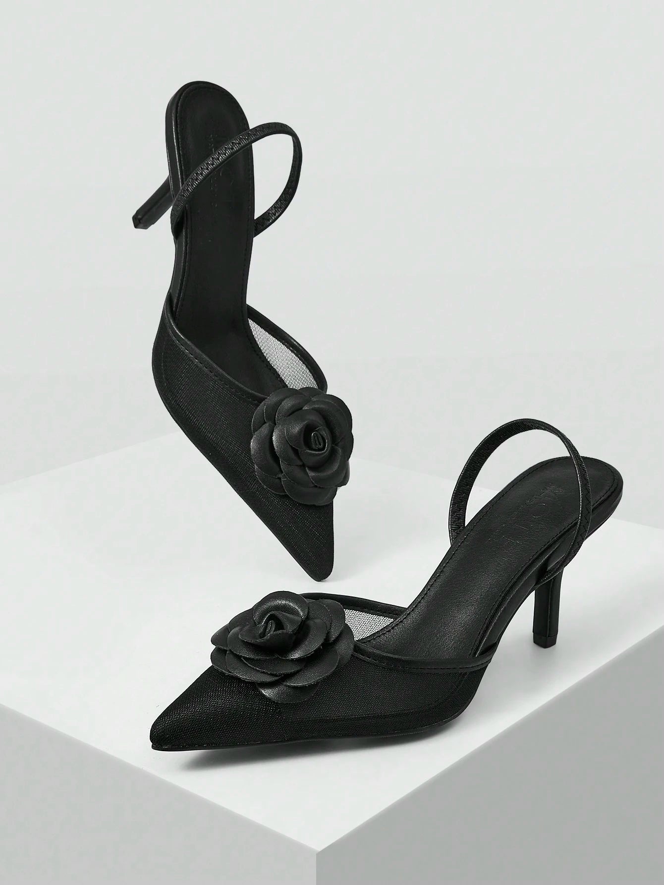 MOTF PREMIUM FLORAL DECOR POINTED TOE HIGH HEELS PUMPS