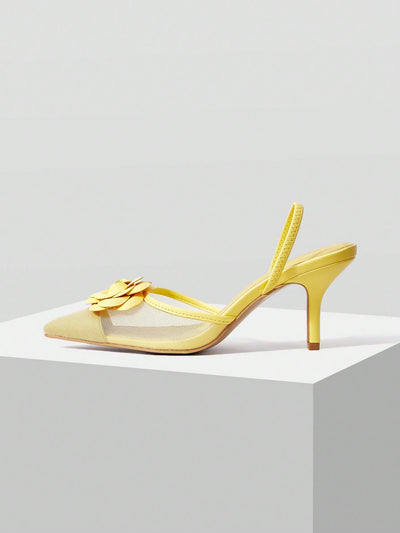MOTF PREMIUM FLORAL DECOR POINTED TOE HIGH HEELS PUMPS
