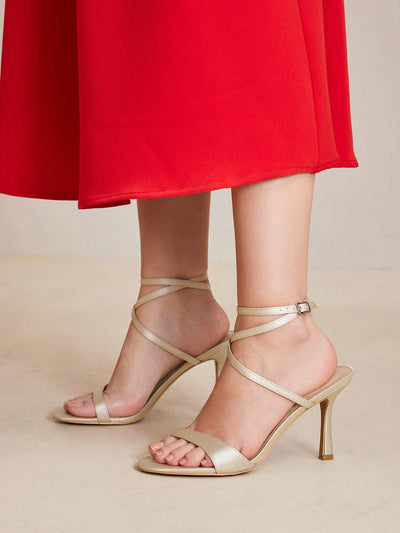 MOTF PREMIUM WOMEN'S MINIMALIST ROUND TOE STRAPPY HIGH HEEL SANDALS