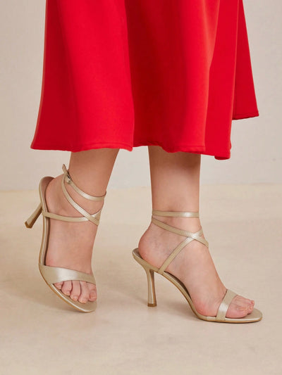 MOTF PREMIUM WOMEN'S MINIMALIST ROUND TOE STRAPPY HIGH HEEL SANDALS