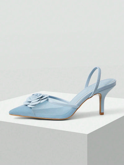 MOTF PREMIUM FLORAL DECOR POINTED TOE HIGH HEELS PUMPS