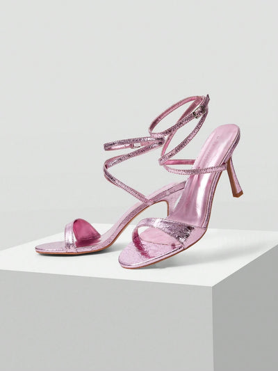 MOTF PREMIUM WOMEN'S MINIMALIST ROUND TOE STRAPPY HIGH HEEL SANDALS