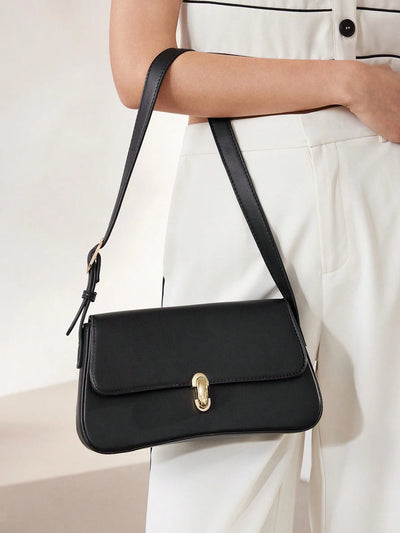 MOTF PREMIUM 1PC WOMEN ELEGANT SIMPLE SOLID COLOR COMMUTER FLAP SHOULDER BAG