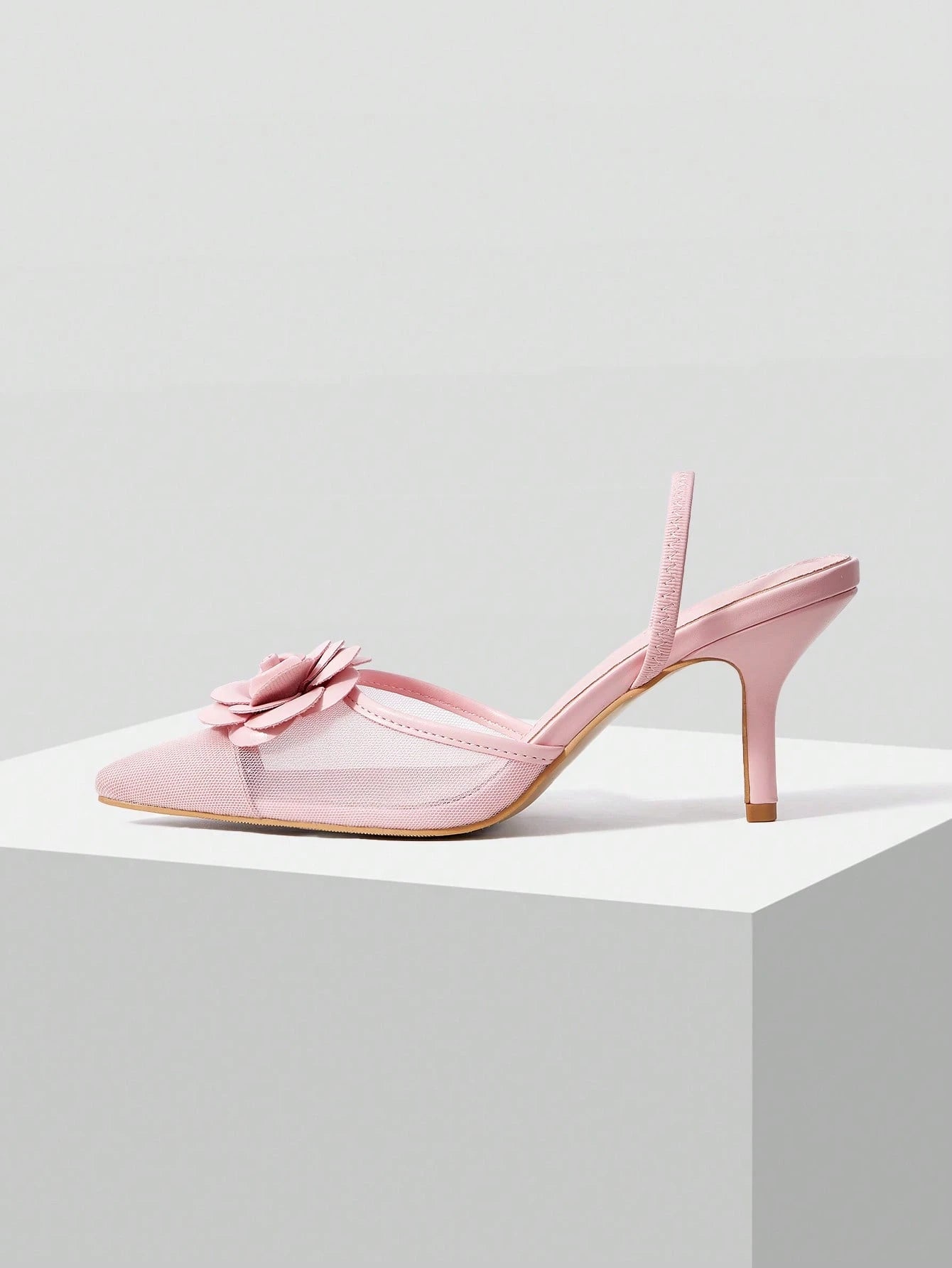 MOTF PREMIUM FLORAL DECOR POINTED TOE HIGH HEELS PUMPS