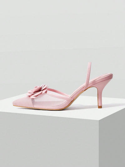 MOTF PREMIUM FLORAL DECOR POINTED TOE HIGH HEELS PUMPS