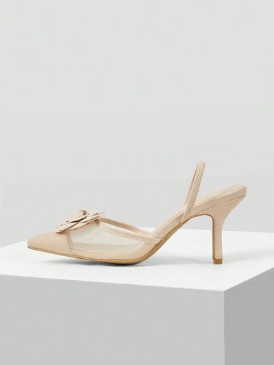 MOTF PREMIUM FLORAL DECOR POINTED TOE HIGH HEELS PUMPS