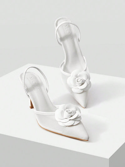 MOTF PREMIUM FLORAL DECOR POINTED TOE HIGH HEELS PUMPS