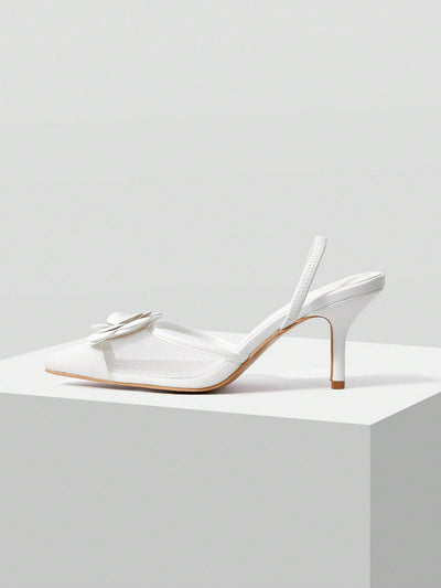 MOTF PREMIUM FLORAL DECOR POINTED TOE HIGH HEELS PUMPS