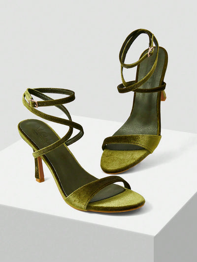 MOTF PREMIUM WOMEN'S MINIMALIST ROUND TOE STRAPPY HIGH HEEL SANDALS