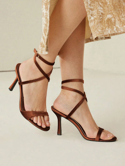 MOTF PREMIUM WOMEN'S MINIMALIST ROUND TOE STRAPPY HIGH HEEL SANDALS