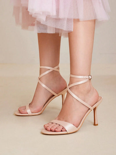 MOTF PREMIUM WOMEN'S MINIMALIST ROUND TOE STRAPPY HIGH HEEL SANDALS