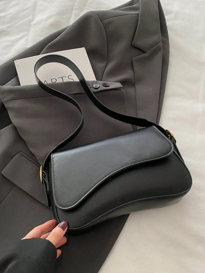 Minimalist Solid Color Shoulder Flap Bag