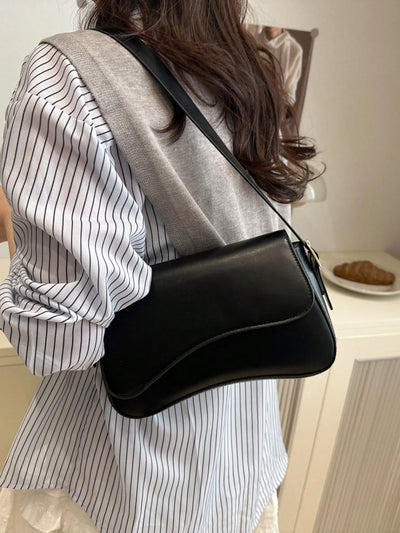Minimalist Solid Color Shoulder Flap Bag