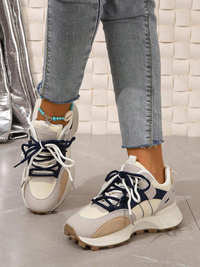 Breathable Mesh Contrast Platform Shoes