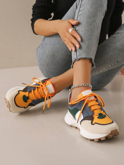 Breathable Mesh Contrast Platform Shoes