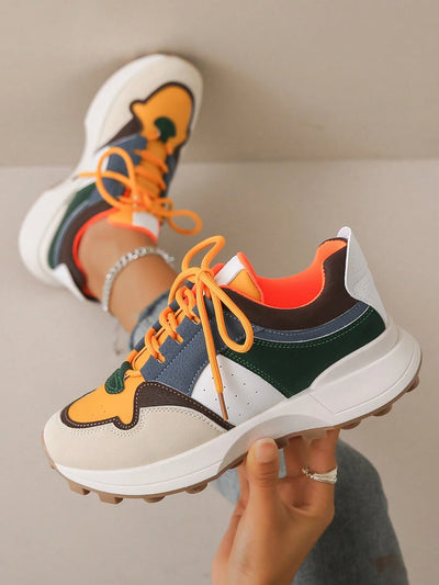Breathable Mesh Contrast Platform Shoes
