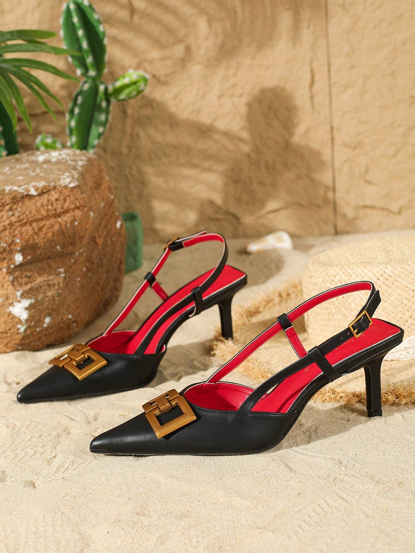 Women's Elegant Fashion Pointed Toe Slingback High Heel Pumps