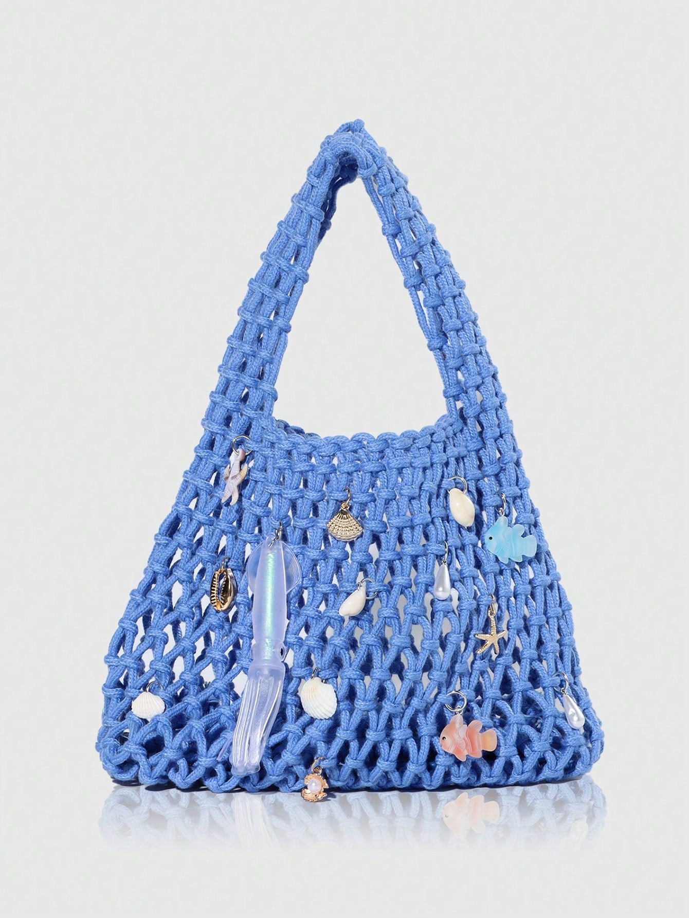 Purple Ocean Shell & Starfish Woven Beach Bag