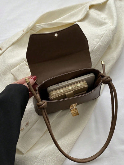 Minimalist Solid Color Shoulder Flap Bag
