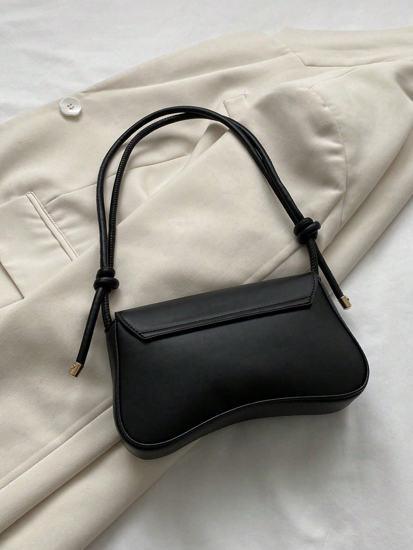 Minimalist Solid Color Shoulder Flap Bag