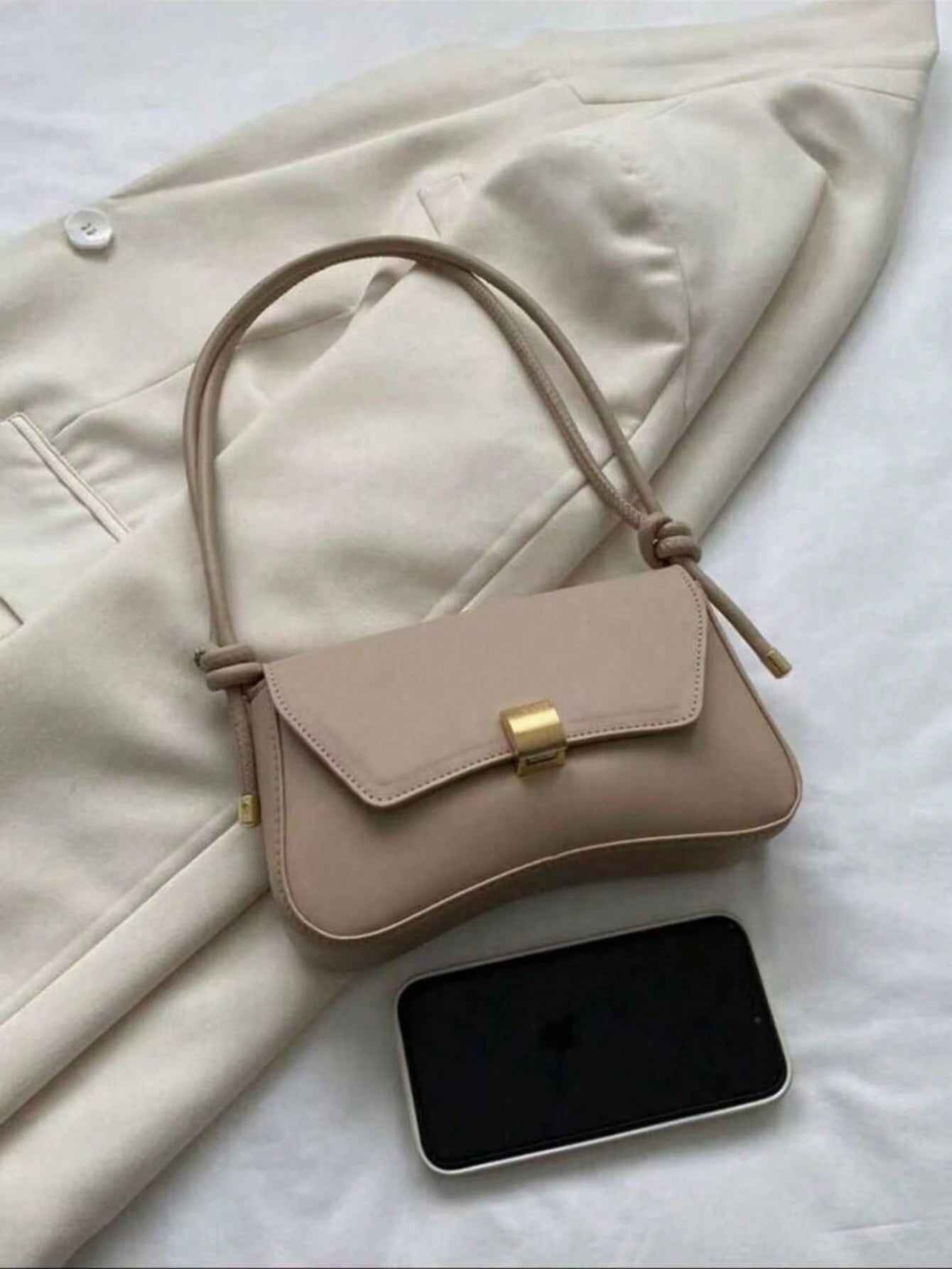 Minimalist Solid Color Shoulder Flap Bag