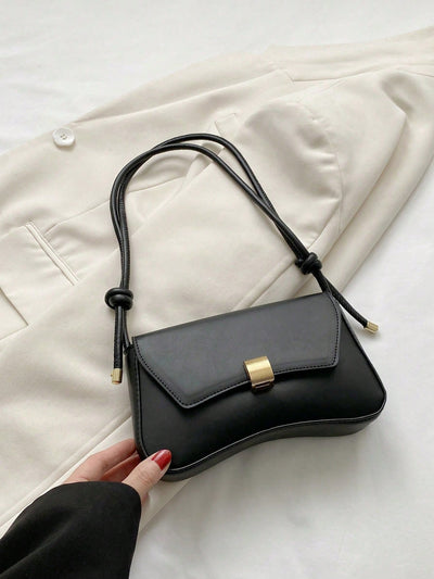 Minimalist Solid Color Shoulder Flap Bag
