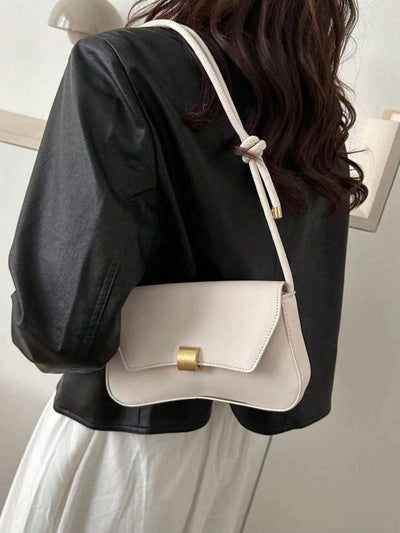Minimalist Solid Color Shoulder Flap Bag