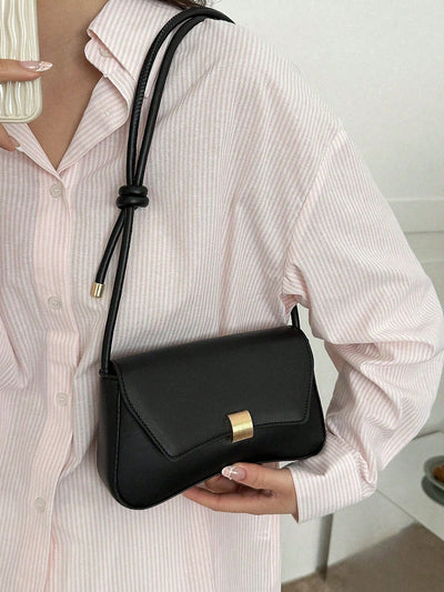 Minimalist Solid Color Shoulder Flap Bag