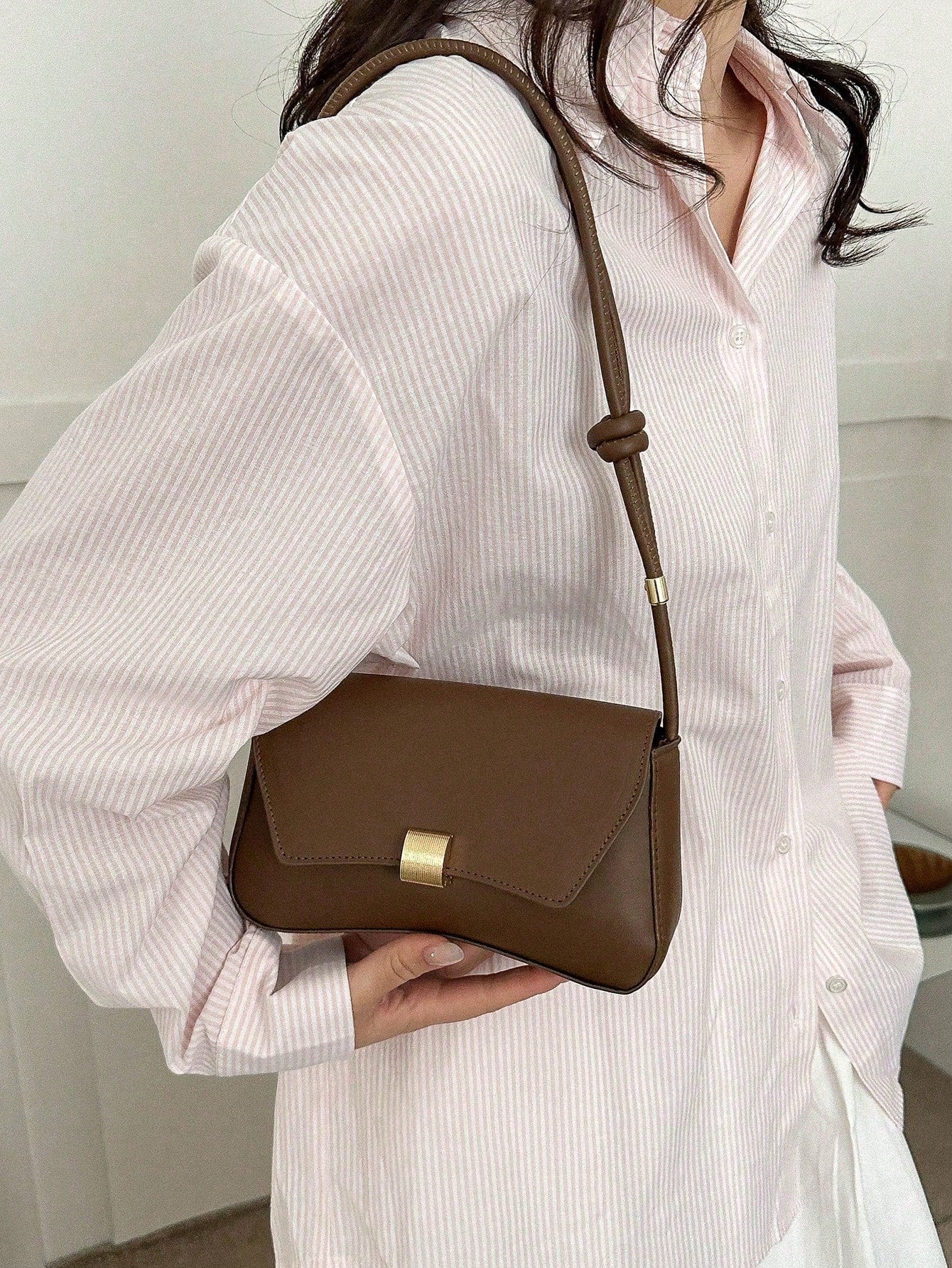 Minimalist Solid Color Shoulder Flap Bag
