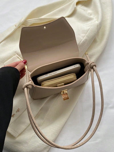 Minimalist Solid Color Shoulder Flap Bag