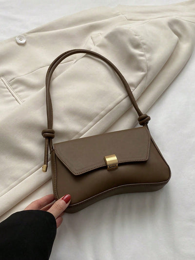 Minimalist Solid Color Shoulder Flap Bag