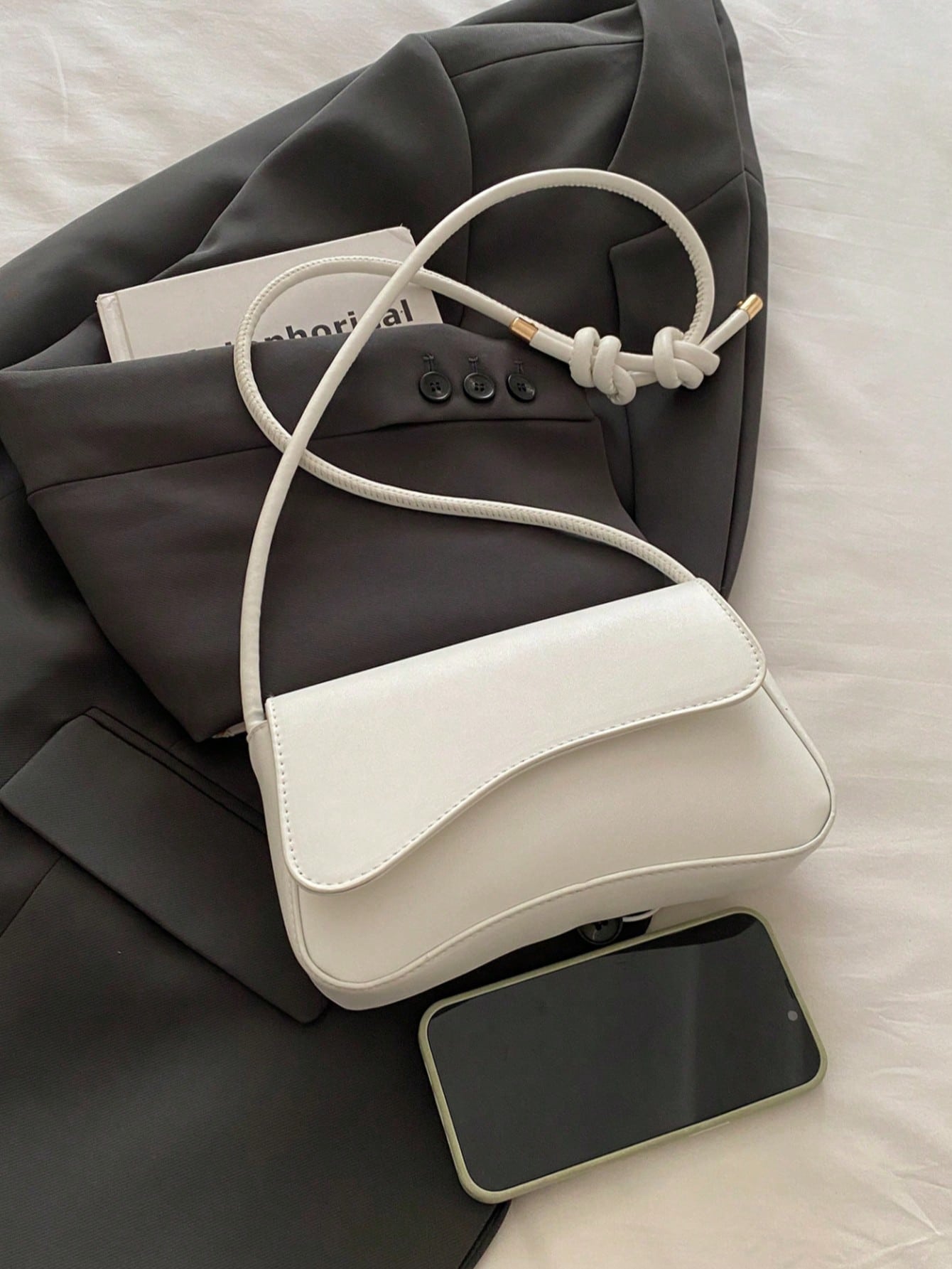Minimalist Solid Color Shoulder Flap Bag