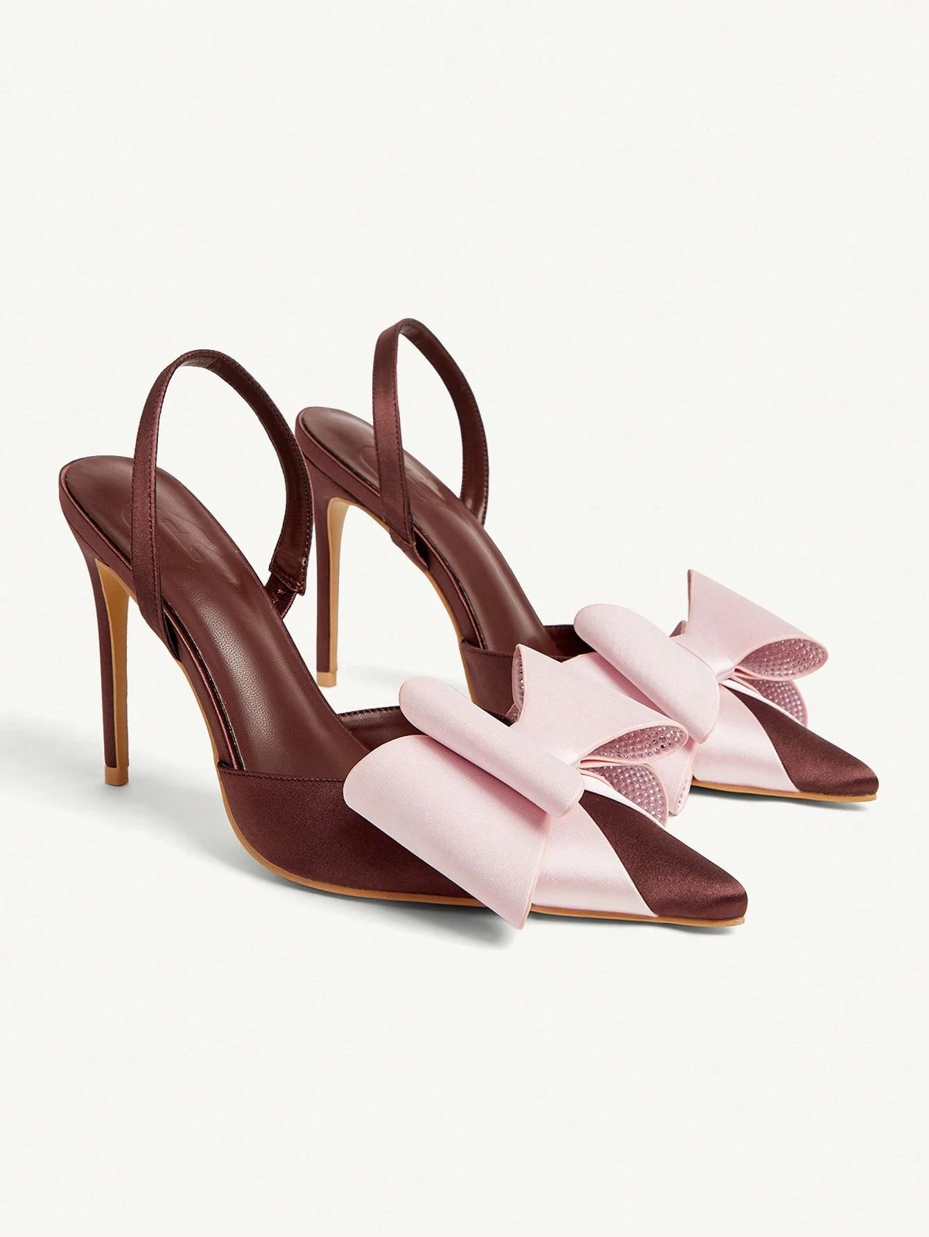 Women's Pointed Toe Back Strap Bow High Heel Pumps