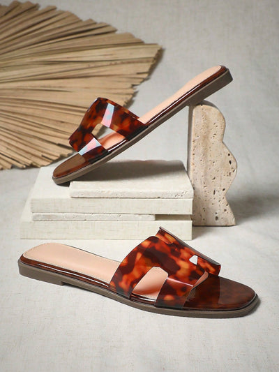 Women's Luxury Gold Lock Stitching Detail Square Toe Flat