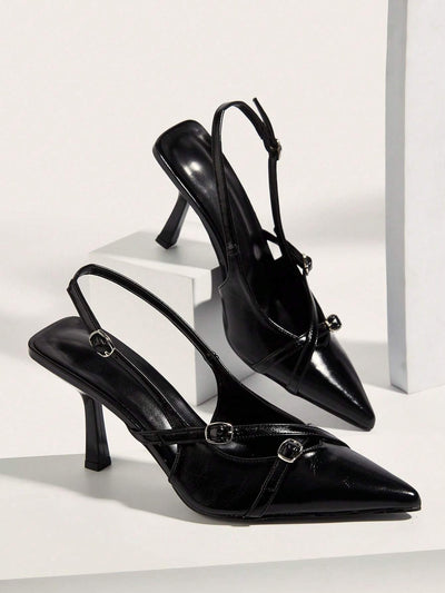 Cross Strap Buckle Stiletto High Heel Sandals With Pointed Toe