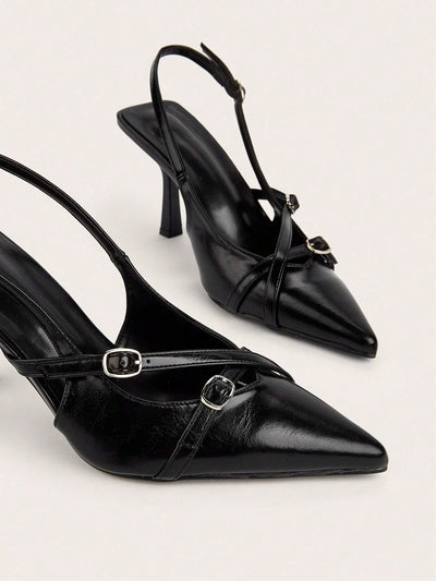 Cross Strap Buckle Stiletto High Heel Sandals With Pointed Toe