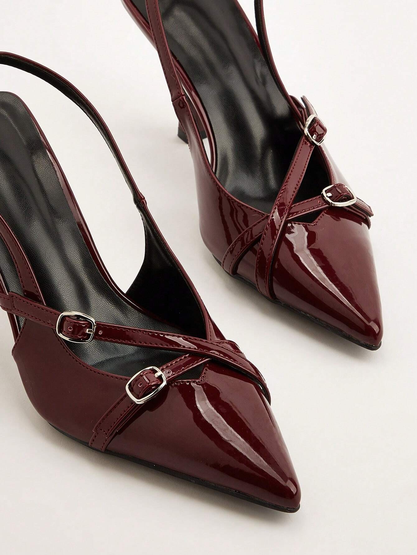 Cross Strap Buckle Stiletto High Heel Sandals With Pointed Toe