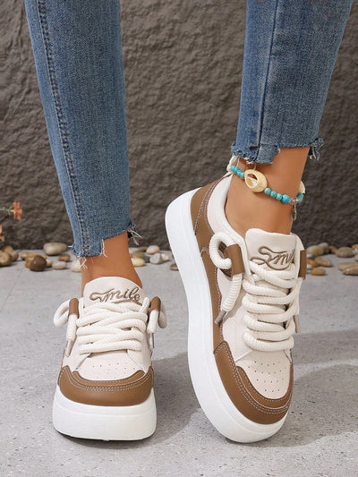 Fashionable Color-block White Sneakers