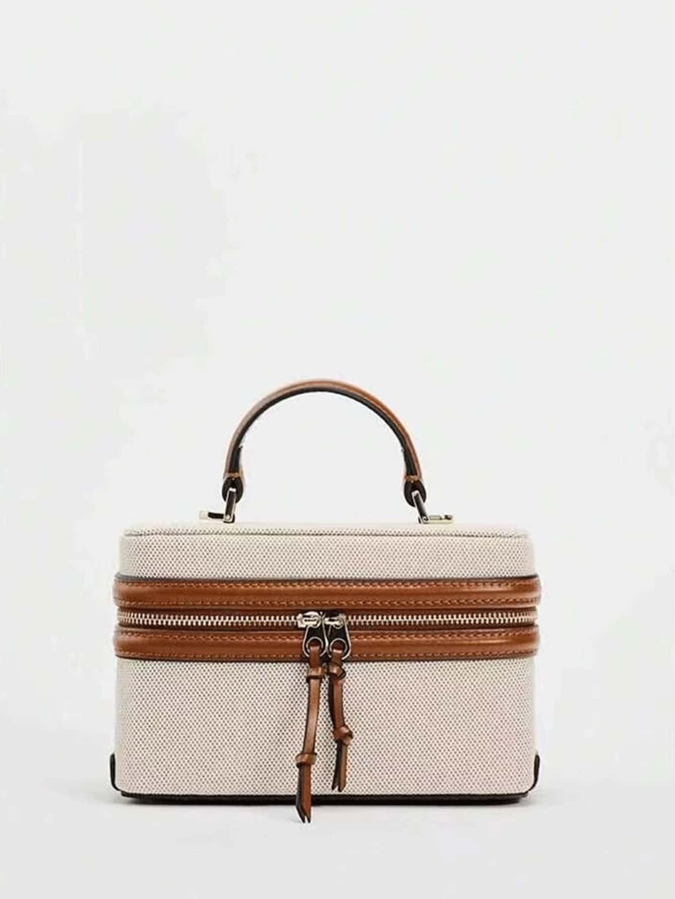 Fashionable Hard-Sided Blue Square Handbag, With Dual Shoulder Straps