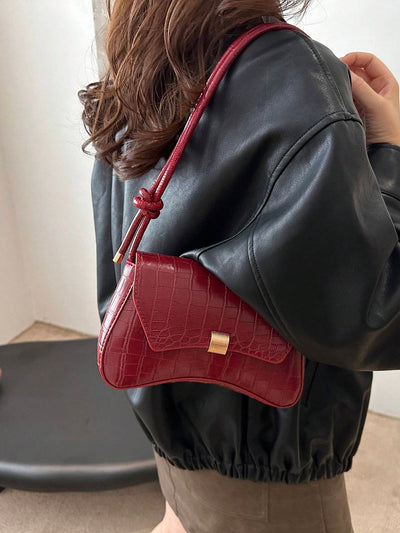 Minimalist Solid Color Shoulder Flap Bag