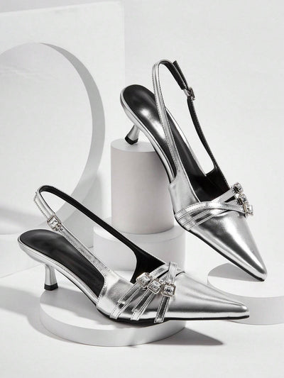 Sexy And Elegant Pointed Toe Patent Leather Stiletto High Heels With Metal Buckle Strap