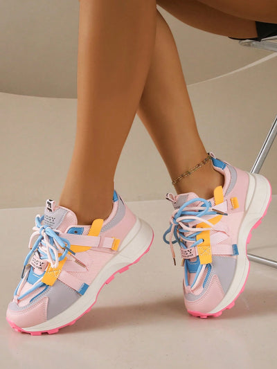 Breathable Mesh Contrast Platform Shoes