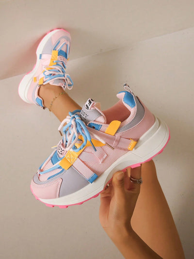 Breathable Mesh Contrast Platform Shoes