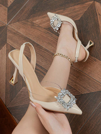 Women's Pointed Toe High Heels With Rhinestone Decoration
