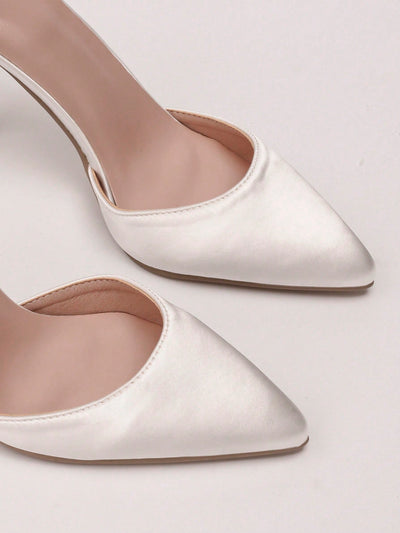 Women Rhinestone & Flower Decor Point Toe Stiletto Heeled Pumps