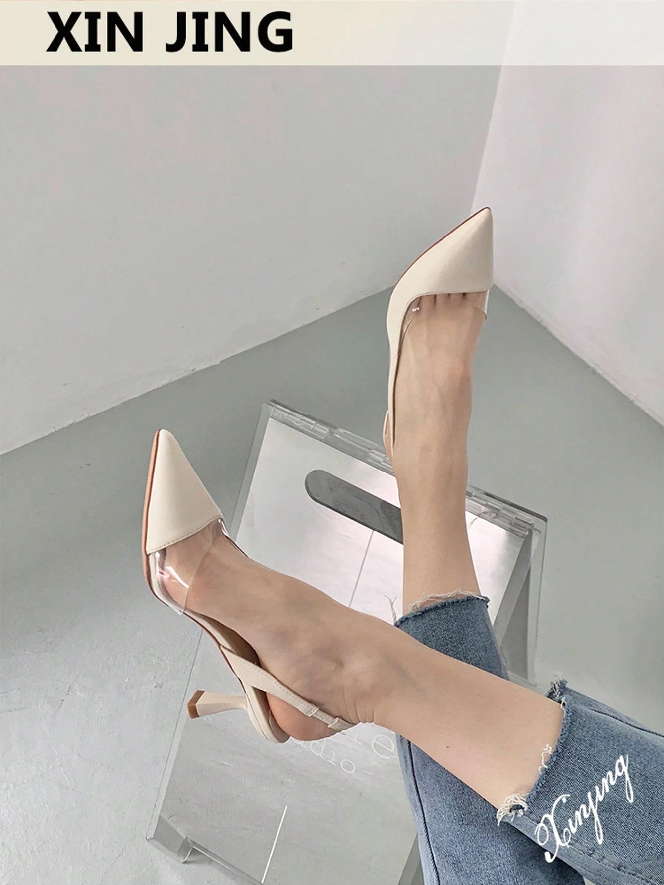 Women White Sculptural Heeled Pumps