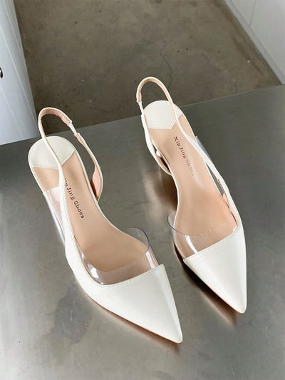 Women White Sculptural Heeled Pumps