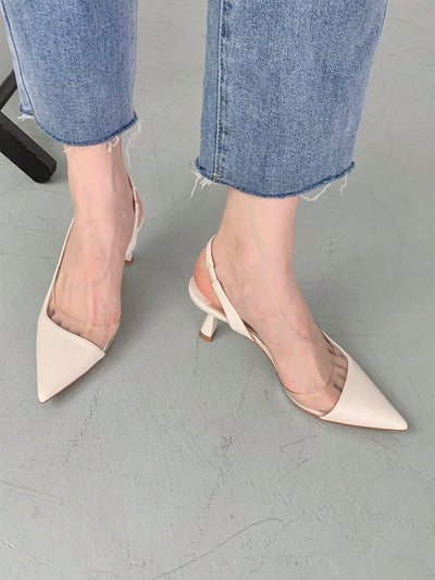 Women White Sculptural Heeled Pumps